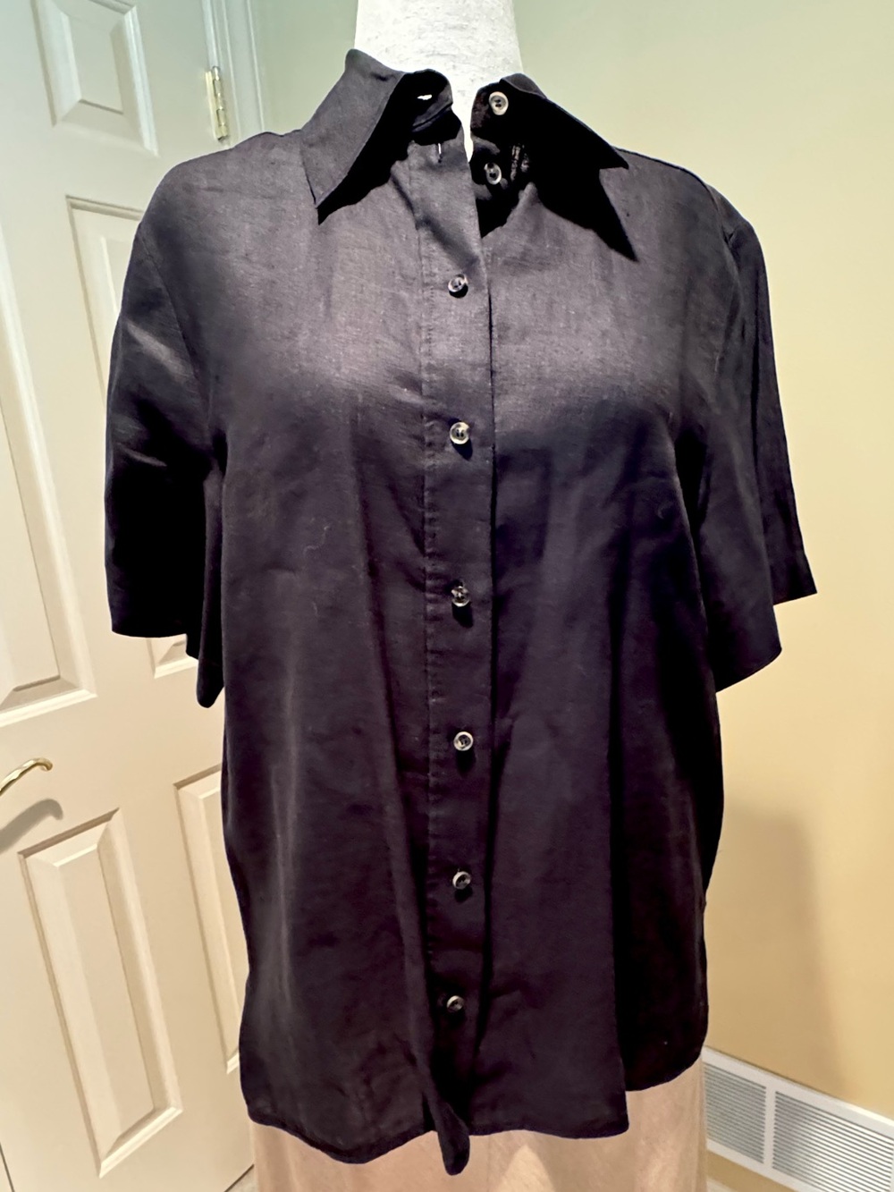 Classic Women’s Black Button-Up Boyfriend Shirt